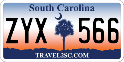 SC license plate ZYX566