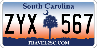 SC license plate ZYX567