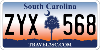 SC license plate ZYX568