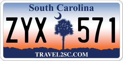 SC license plate ZYX571