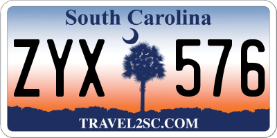 SC license plate ZYX576