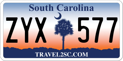 SC license plate ZYX577
