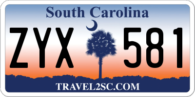 SC license plate ZYX581