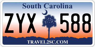 SC license plate ZYX588