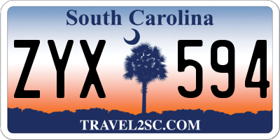 SC license plate ZYX594