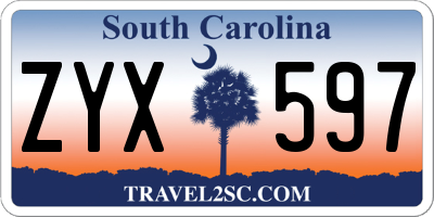 SC license plate ZYX597