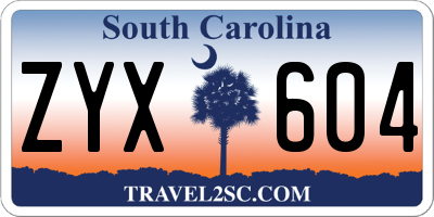 SC license plate ZYX604