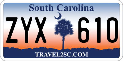 SC license plate ZYX610