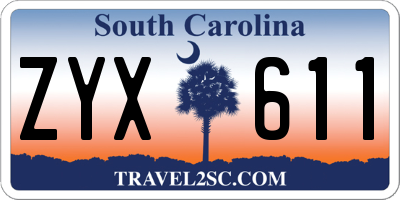 SC license plate ZYX611