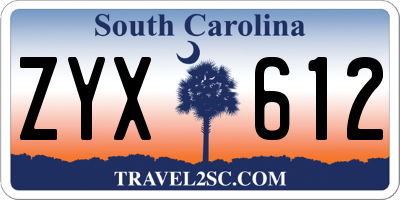 SC license plate ZYX612