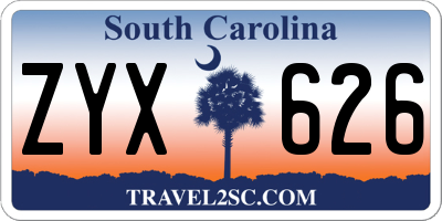 SC license plate ZYX626