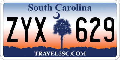 SC license plate ZYX629