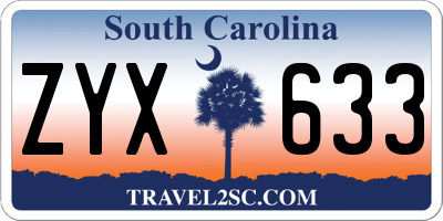SC license plate ZYX633