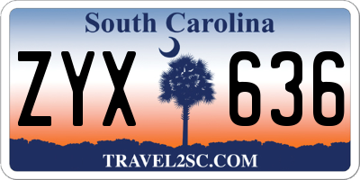 SC license plate ZYX636