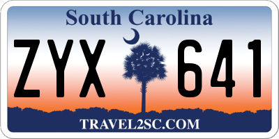 SC license plate ZYX641