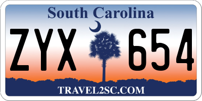 SC license plate ZYX654