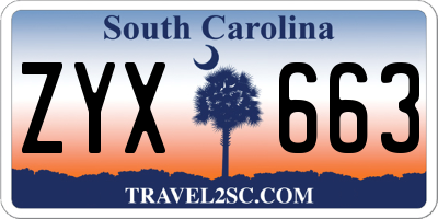 SC license plate ZYX663