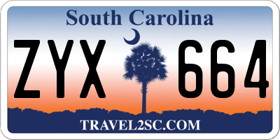 SC license plate ZYX664