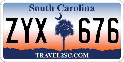 SC license plate ZYX676