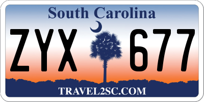 SC license plate ZYX677