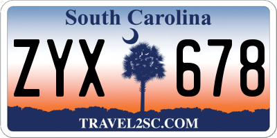 SC license plate ZYX678