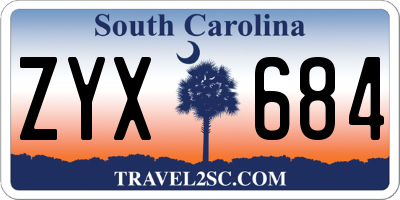 SC license plate ZYX684
