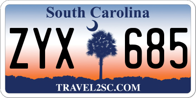 SC license plate ZYX685