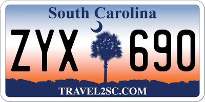 SC license plate ZYX690