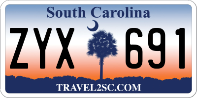 SC license plate ZYX691