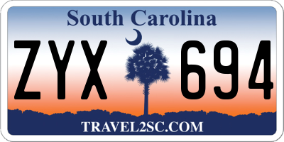SC license plate ZYX694