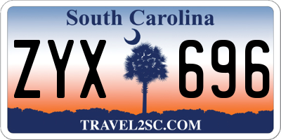 SC license plate ZYX696