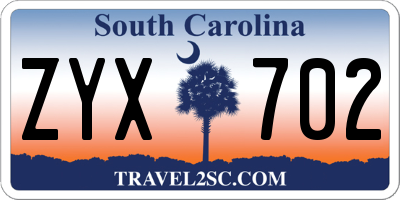 SC license plate ZYX702