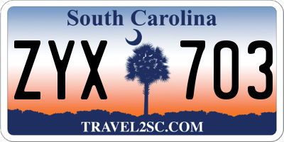 SC license plate ZYX703