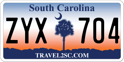 SC license plate ZYX704