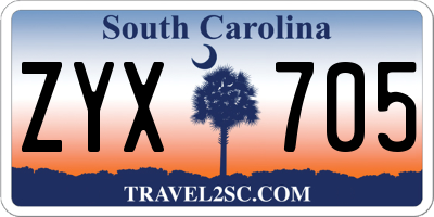 SC license plate ZYX705
