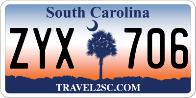 SC license plate ZYX706
