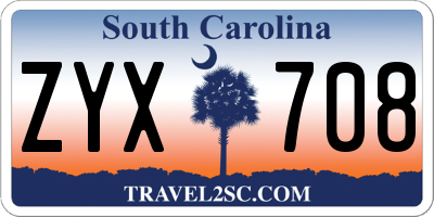 SC license plate ZYX708