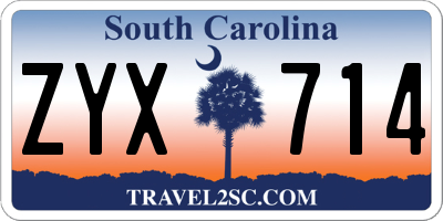 SC license plate ZYX714