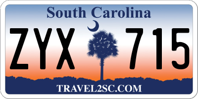 SC license plate ZYX715