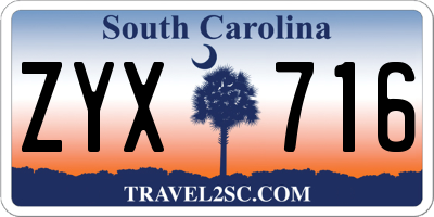 SC license plate ZYX716