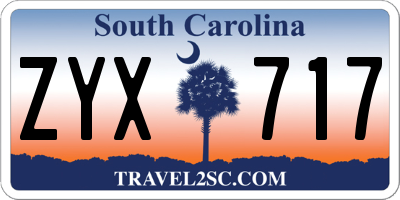 SC license plate ZYX717