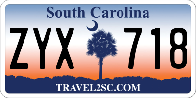 SC license plate ZYX718