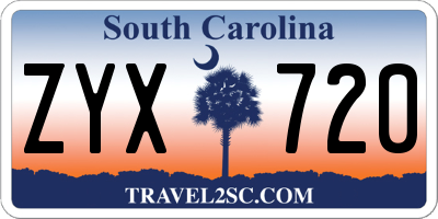 SC license plate ZYX720