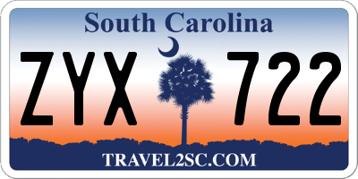 SC license plate ZYX722
