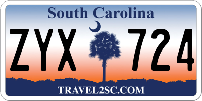 SC license plate ZYX724