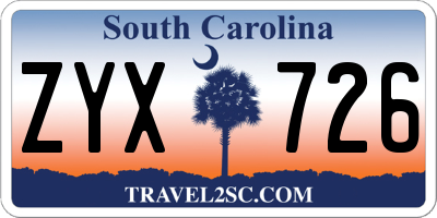 SC license plate ZYX726
