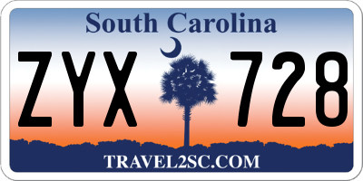 SC license plate ZYX728