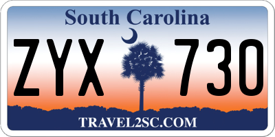 SC license plate ZYX730
