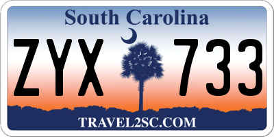 SC license plate ZYX733