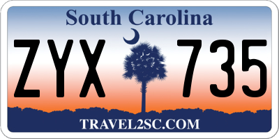 SC license plate ZYX735